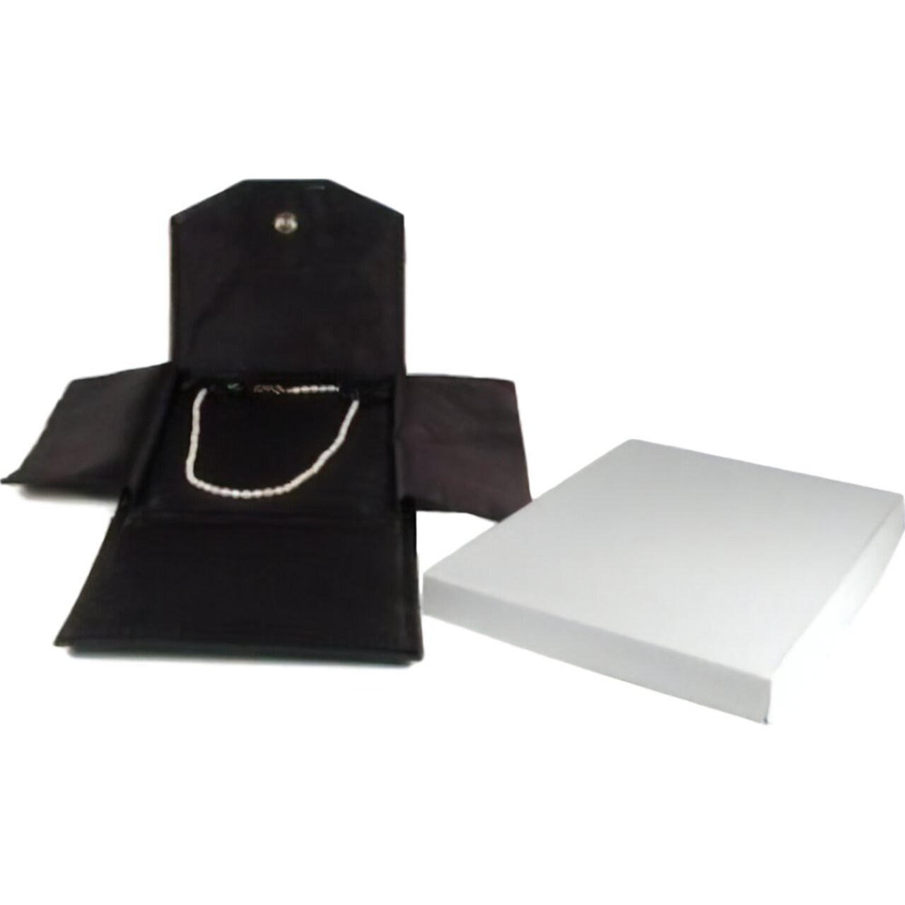 Black Leather Satin Necklace Jewelry Travel Folder Display Case